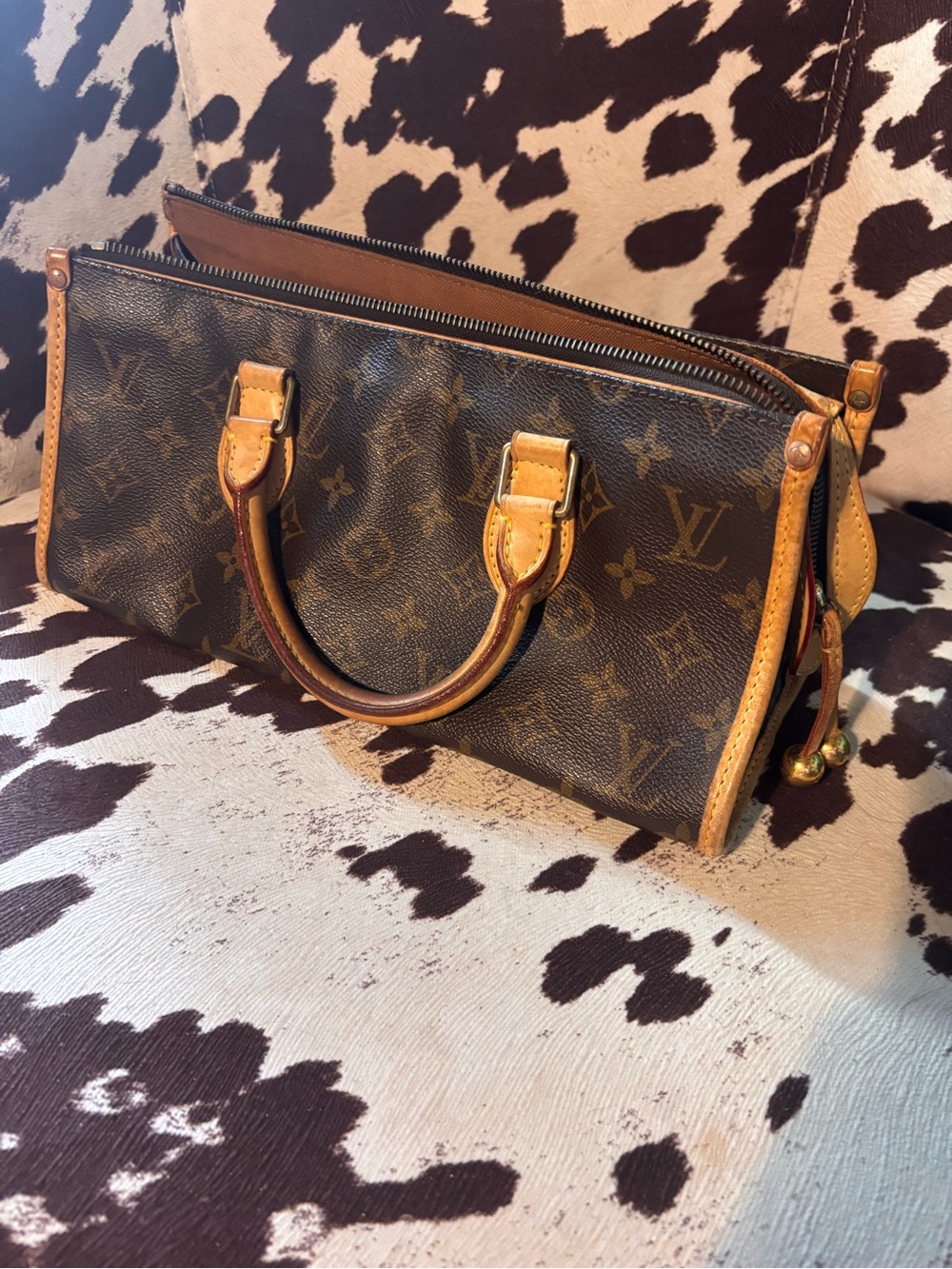 Louis Vuitton Monogram Canvas Satchel with Tan Trim